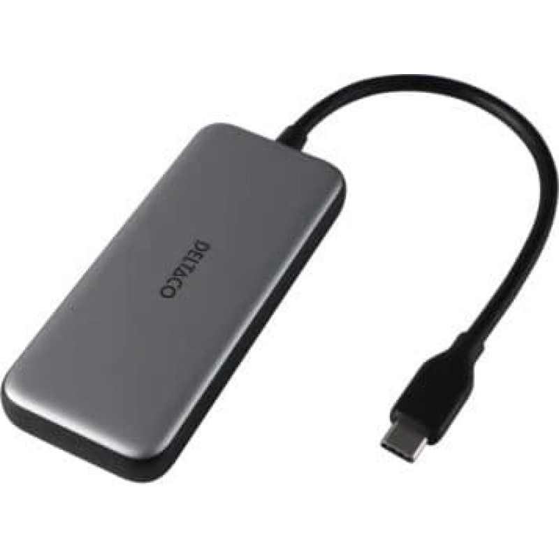 Deltaco HUB USB Deltaco DELTACO USB-C Hub 4 Ports 5 Gbit/s 100W PD silber