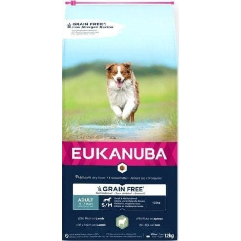 Eukanuba EUKANUBA  dorosły mała i średnia rasa bez zbóż jagnięcina - sucha karma dla psa - 12 kg