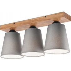 Lamkur Lampa sufitowa Lamkur Lamkur Lula 47652 plafon lampa sufitowa boho drewniany materiałowe klosze 3x60W E27 szary/drewno