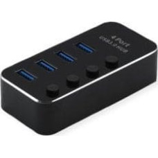 Triton HUB USB TRITON Koncentrator USB 3.2 Gen 1 do notebooków ROLINE, 4 porty, indywidualnie przełączane, czarny