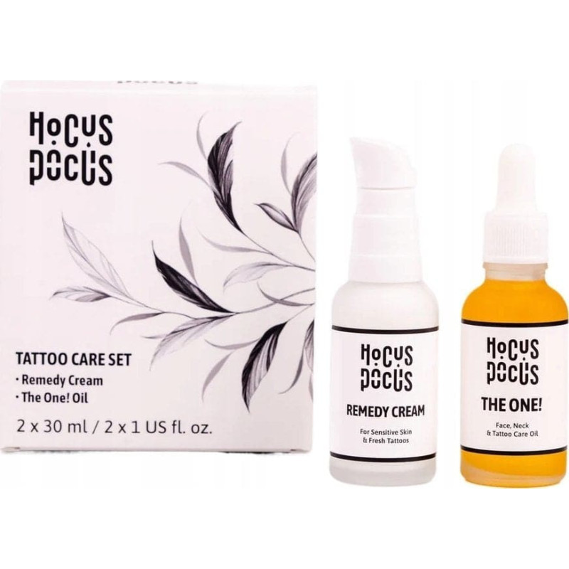 Noname HOCUS POCUS_SET Tattoo Care Remedy Cream krem łagodzący 30ml + The One! olejek pielęgnujący do tatuażu 30ml