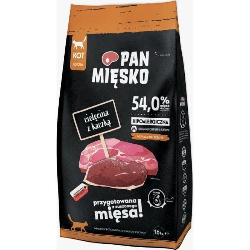 Pan Mięsko Karma Sucha dla Kota PAN MIĘSKO Cielęcina i Kaczka M 1,6kg