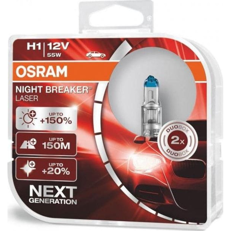 Osram Automobilinės lemputės Osram Night Breaker Laser (Next Generation) H1, 2 vnt.