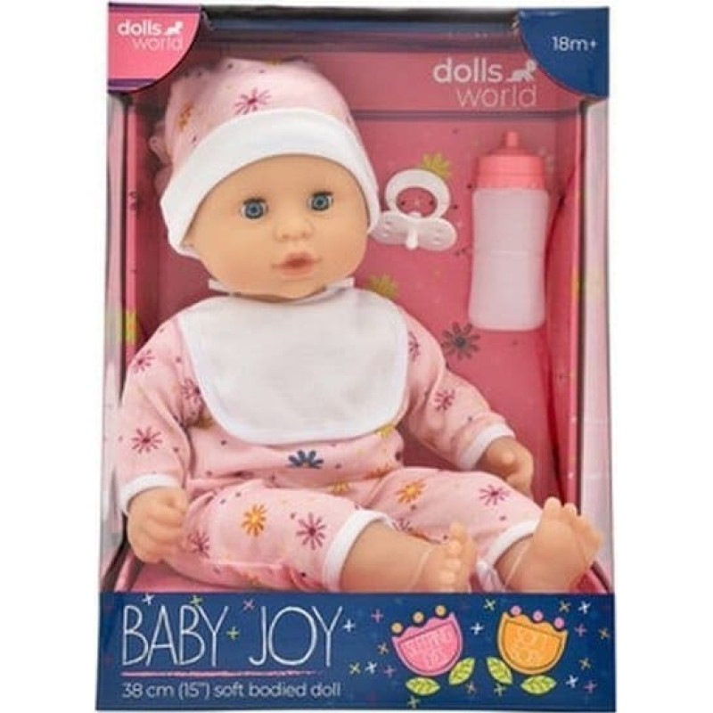 Dolls World DOLLS WORLD LALKA BABY JOY 38 CM - UBRANKO RÓŻOWE