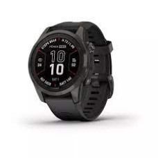 Garmin Fenix 7s Pro Solar Carbon Gray Ti ar melnu siksnā